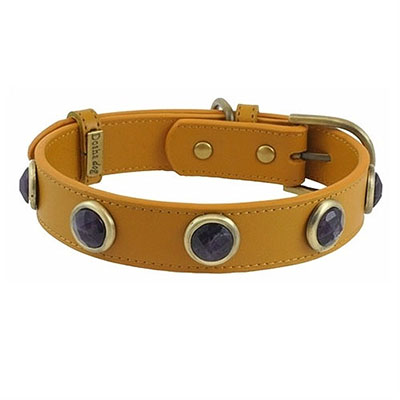 Pebble Faceted Amethyst Dog Collar-orig